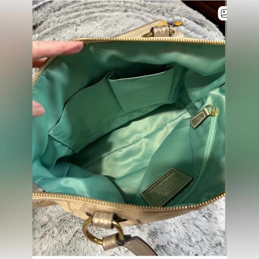 Coach Beige Signature Tote with Multicolor C Accents - Picture 4 of 13